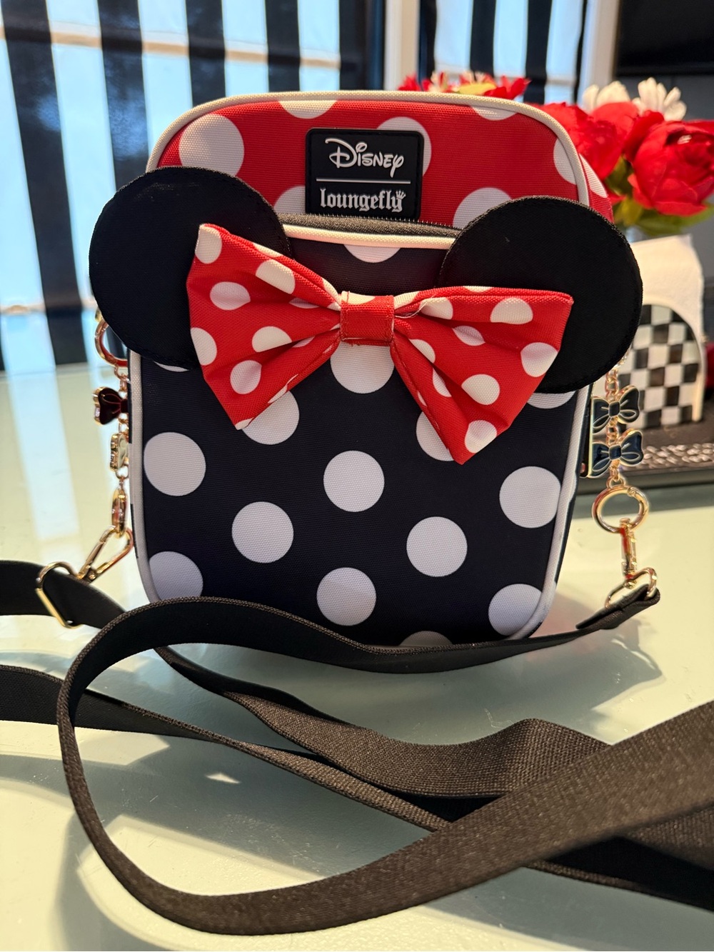 Disney Loungefly Minnie Mouse Polka Dot Crossbody Bag - Black, Red, White